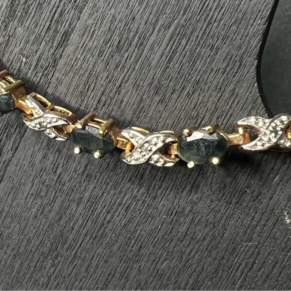 OG Gold Overlay Blue Topaz Gemstone Bracelet - Picture 8 of 8